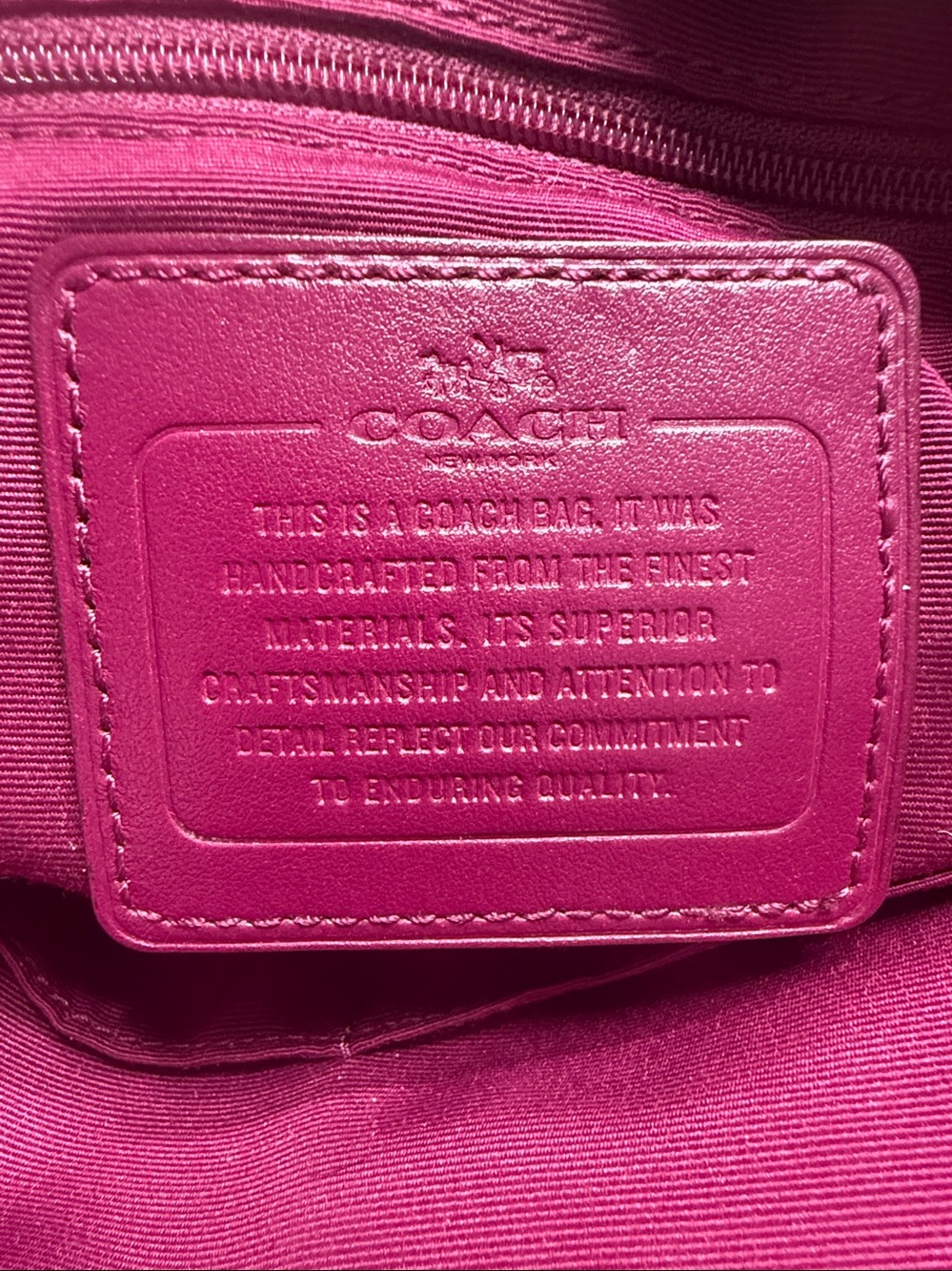 Coach Kelsey Signature C Canvas Khaki & Fuchsia Leather Trim Crossbody Bag - Picture 10 of 11